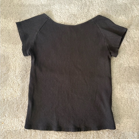 Aerie Charcoal Grey Short Sleeve Tee with Open Back - Picture 1 of 3